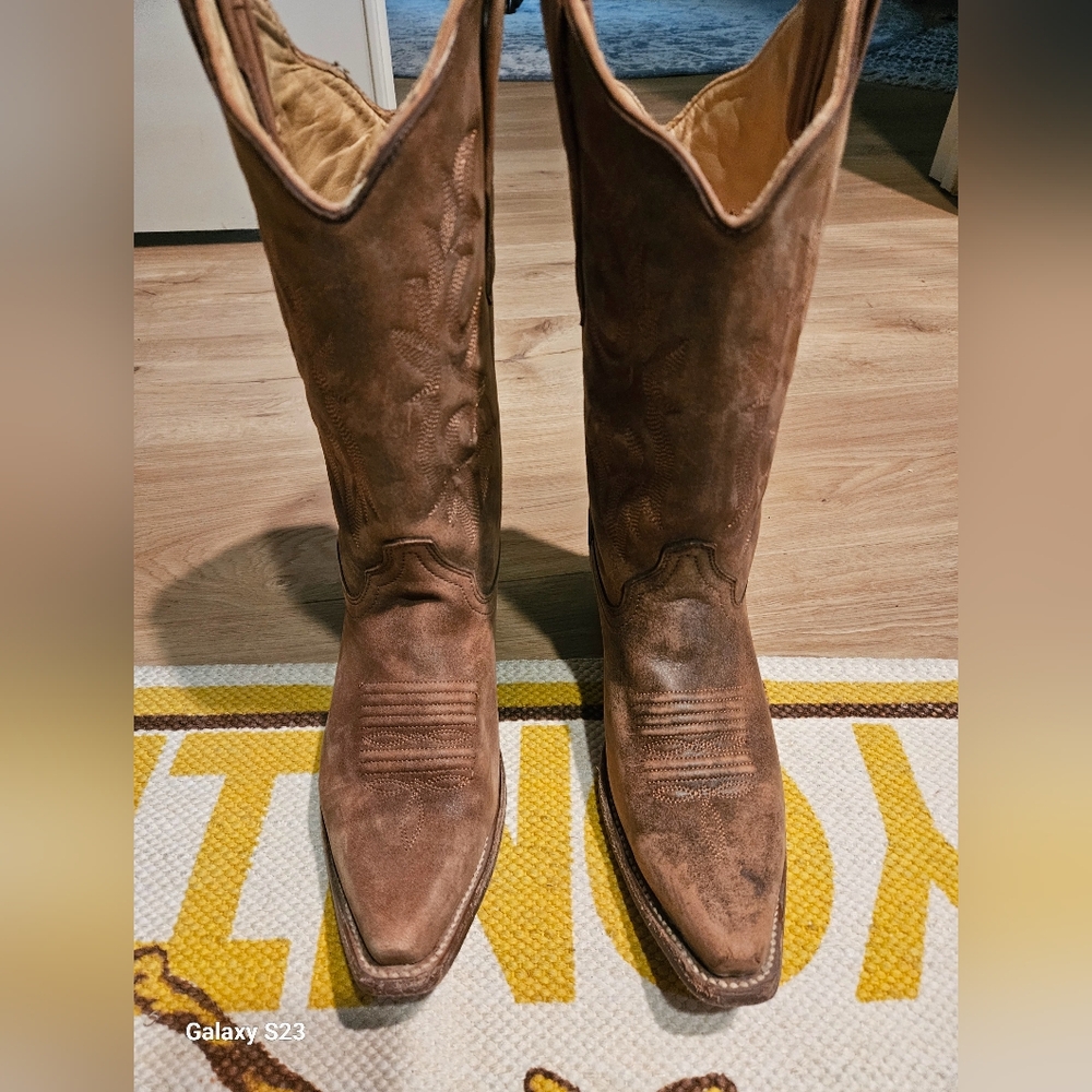 Corral C2033 Naham Distressed Brown Leather Snip Toe Western Cowgirl Boot Sz 7m